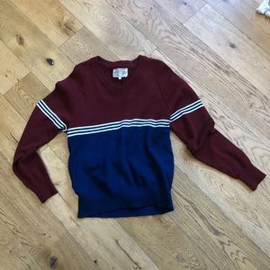 Vintage V-neck Color Blocked Sweater